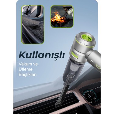 Auhma Auhma Ahv-02 Kablosuz Araç Içi Süpürge Yeşil | 17000PA Güçlü Vakum | Fırçasız Motor | Üfleme & — 5. ürün görseli