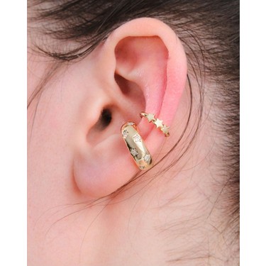 Aurrari Aurrari Gold Renk 2’li Yıldız Zirkon Taşlı Earcuff fiyatı ve görseli