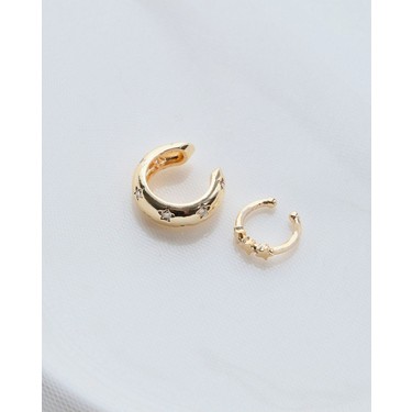 Aurrari Aurrari Gold Renk 2’li Yıldız Zirkon Taşlı Earcuff — 2. ürün görseli