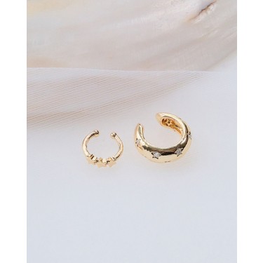 Aurrari Aurrari Gold Renk 2’li Yıldız Zirkon Taşlı Earcuff — 3. ürün görseli