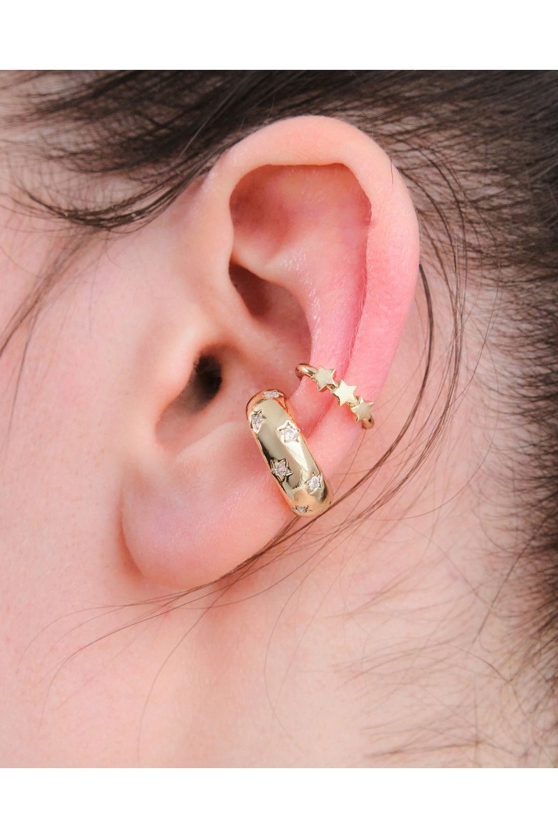 Aurrari Aurrari Gold Renk 2’li Yıldız Zirkon Taşlı Earcuff — 5. ürün görseli