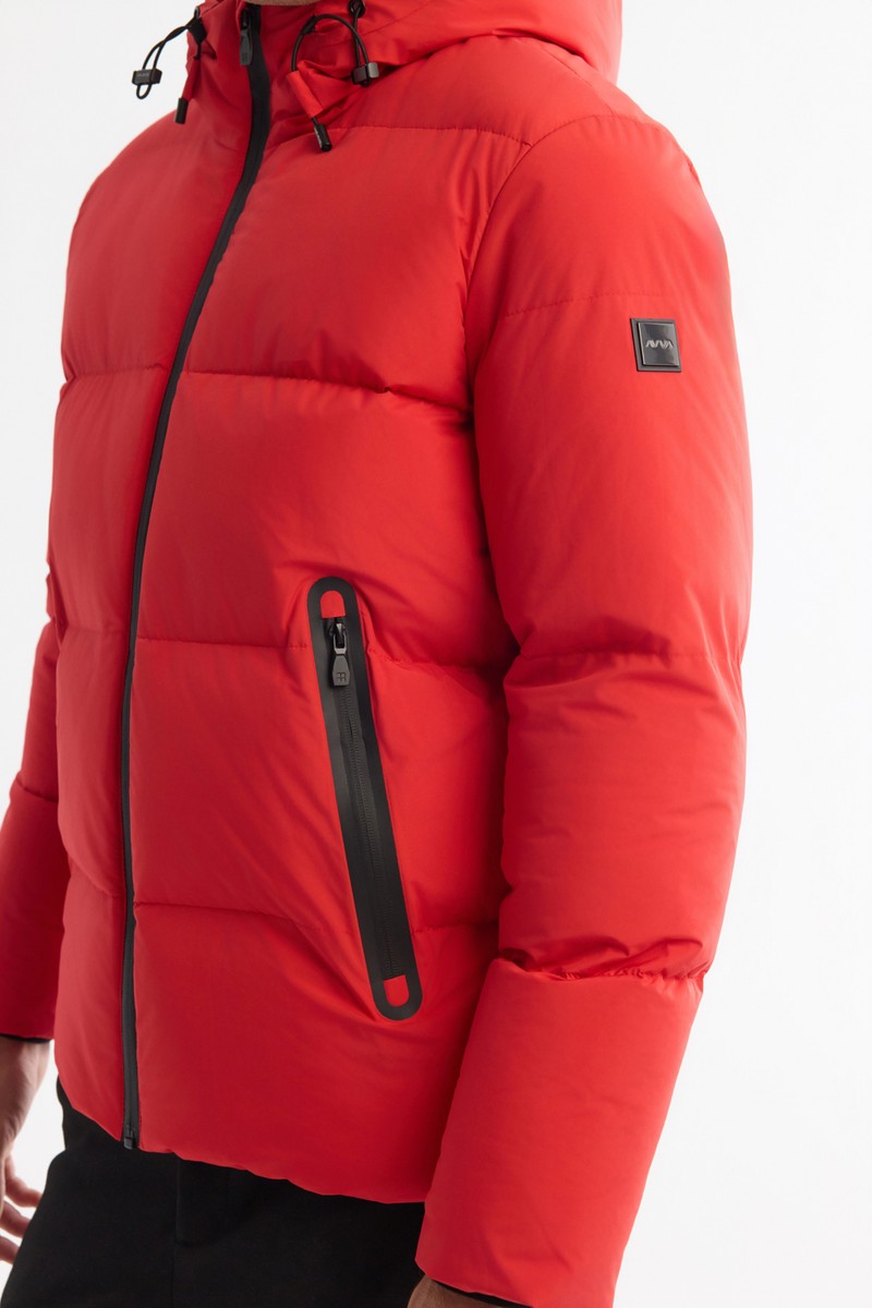 AVVA AVVA Erkek Kırmızı Kapüşonlu Su İtici Rüzgar Geçirmez -5 Dereceye Dayanıklı Comfort Fit Şişme Mont B006046 — 3. ürün görseli
