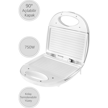 Awox Awox Sole Mini Tost Makinesi 750 W Seramik Plaka Özellikli Beyaz Renkli Yerli — 3. ürün görseli