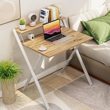 Ayz Ayz Bodo Metal Ayaklı Laptop Masası Katlanır Çalışma Masası Raflı Masa Katlanır Laptop Sehpası — 6. ürün görseli