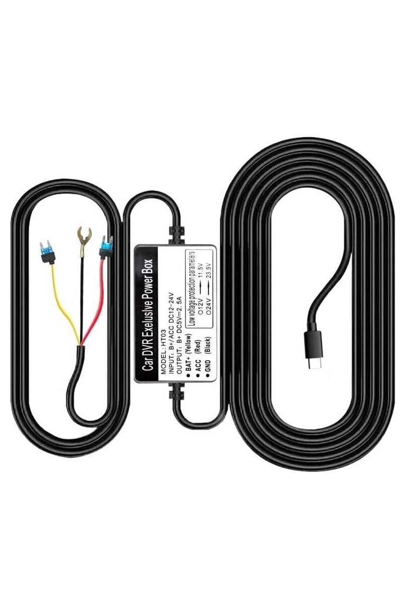 Azdome HT03 Hardwire Kit Araç Kamerası Park Kiti Sigorta Güç Bağlantı Kablosu (Tüm Modellerle Uyumlu 12-24V)