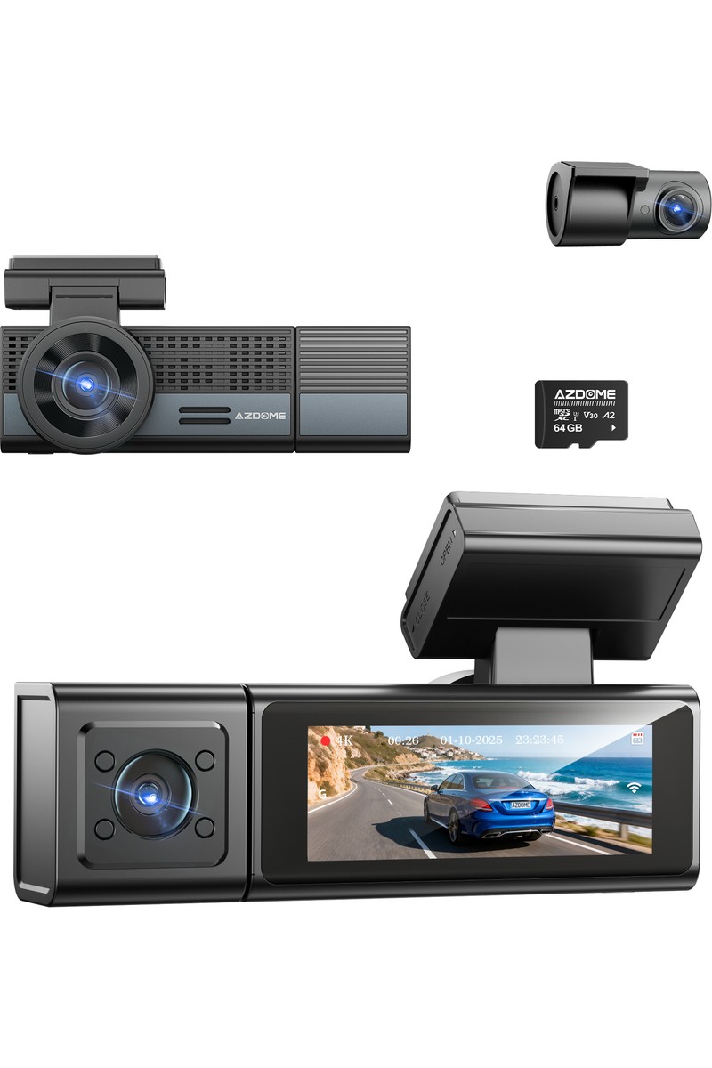 Azdome M500 4K 3 Kameralı Araç Içi Kamera