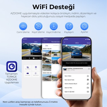 Azdome Azdome M500 4K 3 Kameralı Araç Içi — 4. ürün görseli