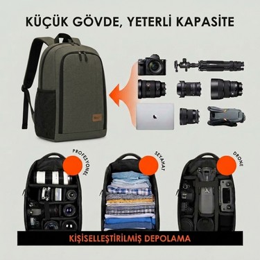 AZT AZT Çok Amaçlı Drone , Dslr ve Aynasız Fotograf Makinesi Laptop Notebook Bölmeli Sırt Çantası — 3. ürün görseli