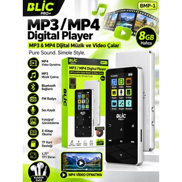 Azurtech Azurtech Bmp-1 8gb Mp3 Mp4 Dijital Müzik Video Çalar Bluetooth Fm Radyo Tft fiyatı ve görseli