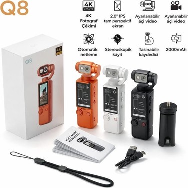 Azurtech Azurtech Q8 Vlog Kamera – 32GB Hafıza Kartlı, Manuel Döner Lens, Stereo Ses, Mini Profesyonel — 4. ürün görseli