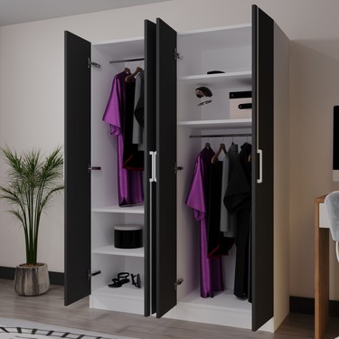 Azzuri Furniture Azzuri Furniture Piyano 4 Kapaklı Dolap Genç Odası-Çocuk Odası Gardırop — 2. ürün görseli