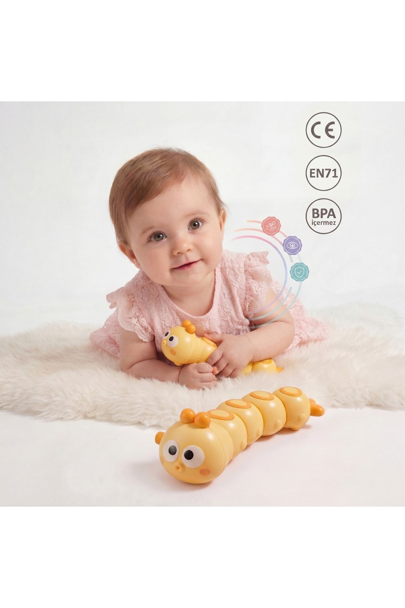 Babi Zoo Eğitici Kurmalı Tırtıl Oyuncak - Bebek Duyusal Gelişim Emekleme Oyuncağı 18M+