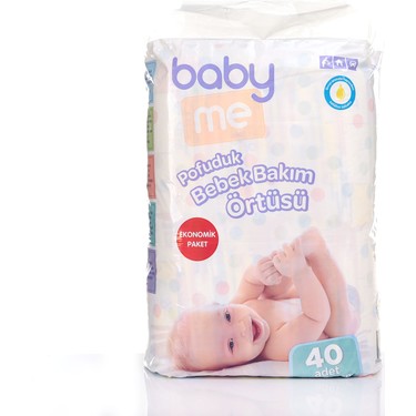 Baby Me Baby Me Pofuduk Bebek Alt Değiştirme Örtüsü 60x60 cm Sıvı Geçirmez Beyaz Selüloz Kokusuz 40'lı fiyatı ve görseli