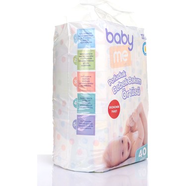 Baby Me Baby Me Pofuduk Bebek Alt Değiştirme Örtüsü 60x60 cm Sıvı Geçirmez Beyaz Selüloz Kokusuz 40'lı — 2. ürün görseli