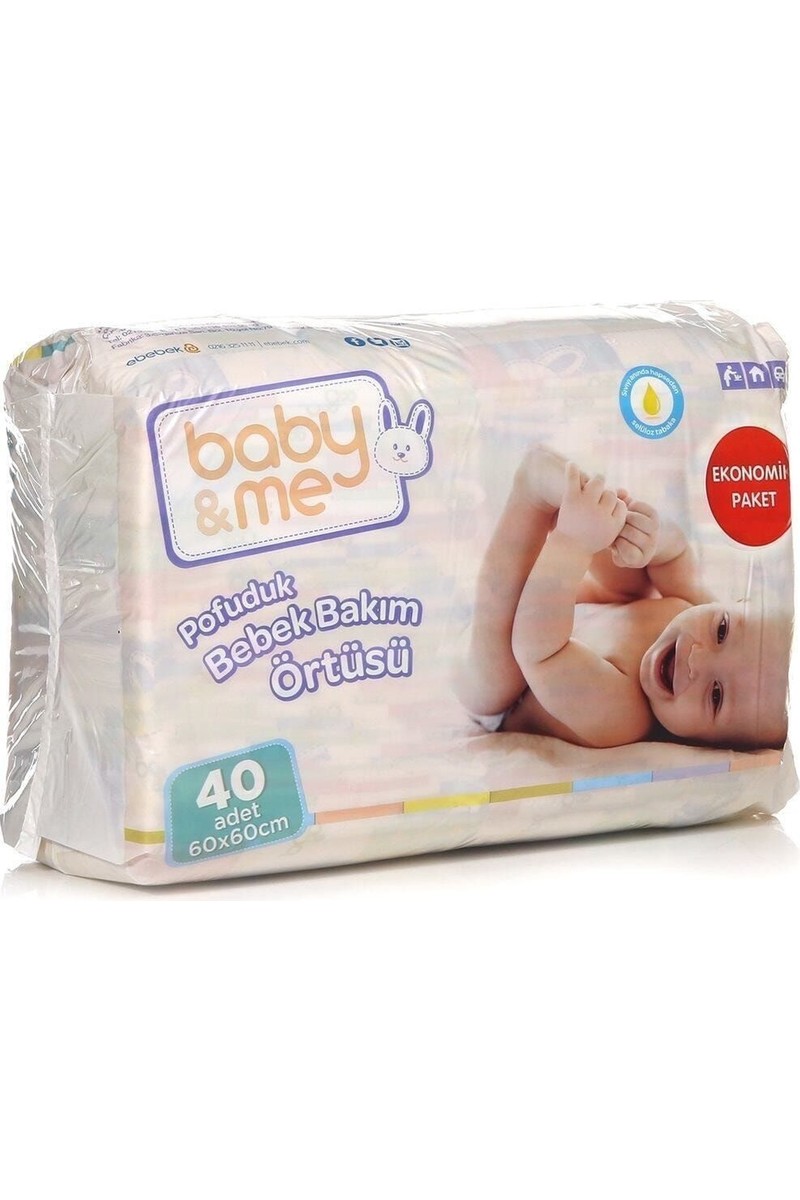 Baby Me Baby Me Pofuduk Bebek Alt Değiştirme Örtüsü 60x60 cm Sıvı Geçirmez Beyaz Selüloz Kokusuz 40'lı — 6. ürün görseli
