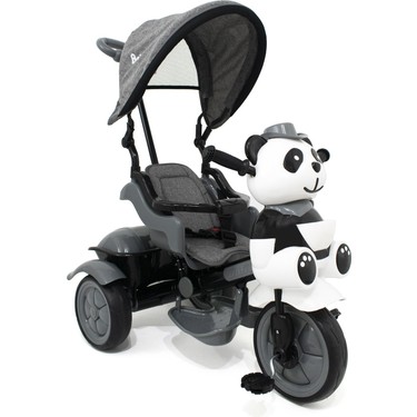 Babyhope Babyhope 127 Little Panda Ebeveyn Kontrollü Tenteli Müzikli Tricycle Üç Teker Bisiklet GRİ Beyaz fiyatı ve görseli