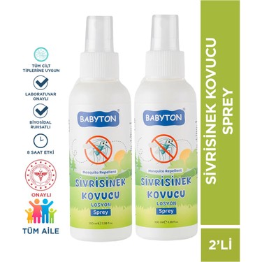 Babyton Babyton Sivrisinek Kovucu Sprey 100 ml 2'li fiyatı ve görseli