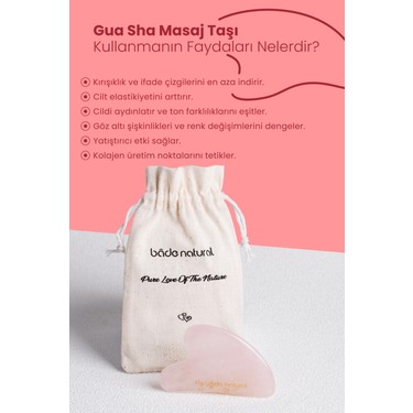 Bade Natural Bade Natural Pembe Kuvars Gua Sha %100 Doğal ve Gerçek Yüz Masaj — 2. ürün görseli