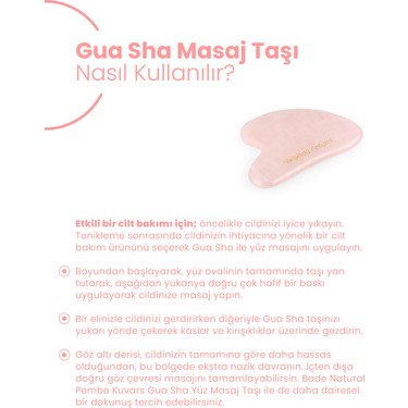 Bade Natural Bade Natural Pembe Kuvars Gua Sha %100 Doğal ve Gerçek Yüz Masaj — 3. ürün görseli