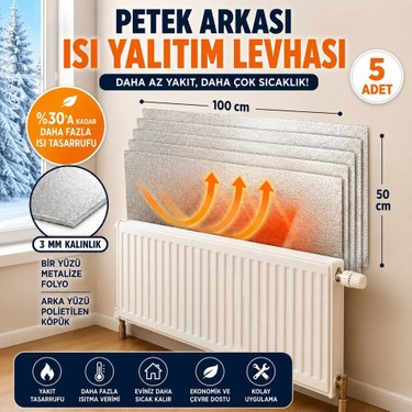 Baffhome Baffhome 5 Adet Petek Kalorifer Radyatör Arkası Folyolu Plaka Isı Yalıtım Levhası Şilte Petek fiyatı ve görseli