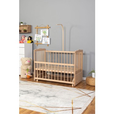 Bamgidoo Mobilya Bamgidoo Ahşap Beşik Anne Yanı Beşik Organik(Boyasız) 60X120-BEYAZ Güpür Uyku Seti + — 3. ürün görseli