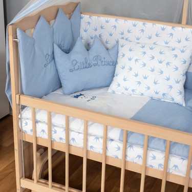 Bamgidoo Mobilya Bamgidoo Ahşap Organik Beşik Anne Yanı Beşik 3 Kademeli Lüx Bebek Beşiği 60 x 120 cm - Mavi Prens — 2. ürün görseli