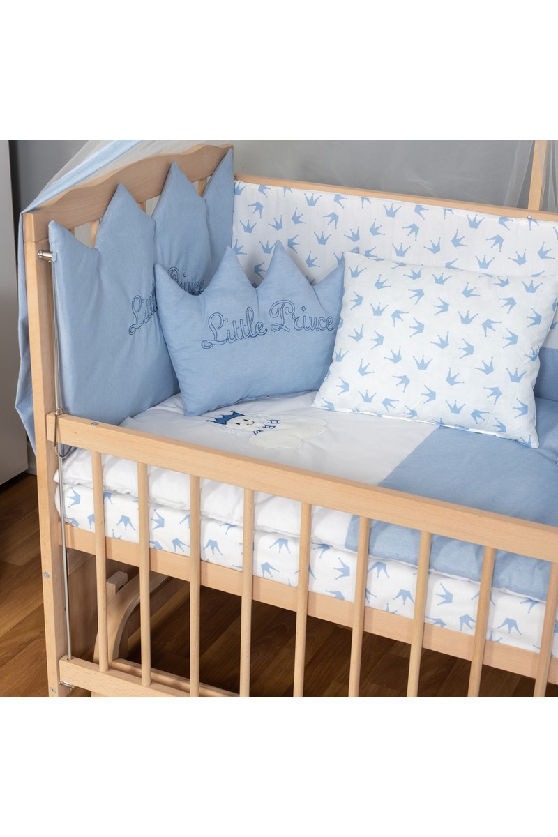Bamgidoo Mobilya Bamgidoo Ahşap Organik Beşik Anne Yanı Beşik 3 Kademeli Lüx Bebek Beşiği 60 x 120 cm - Mavi Prens — 5. ürün görseli