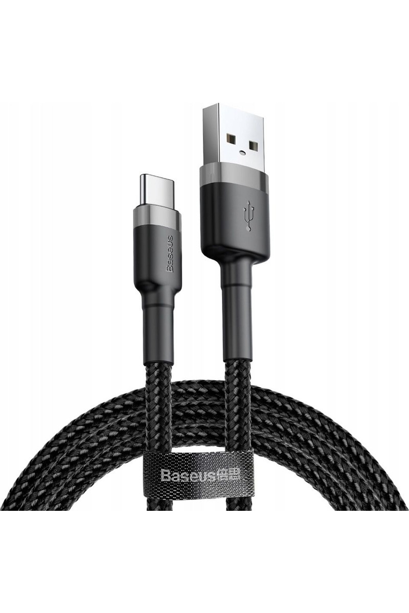 Baseus CATKLF-CG1 Cafule Type-C 2 mt Kablo Gri/Siyah Samsung Uyumlu Yüksek Veri Transfer Hızı
