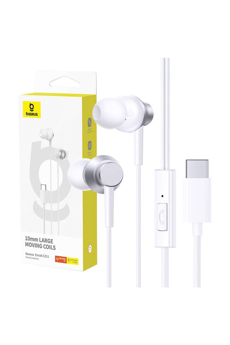 Baseus Baseus Encok CZ11 Type-C Mikrofonlu Kablolu Stereo Kulaklık Beyaz Mükemmel Ses — 6. ürün görseli