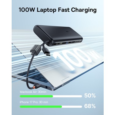 Baseus Baseus Enerfill FC41 Digital Digital Göstergeli Super Hızlı Power Bank Çift Dahili Kablolu Usb-C — 2. ürün görseli