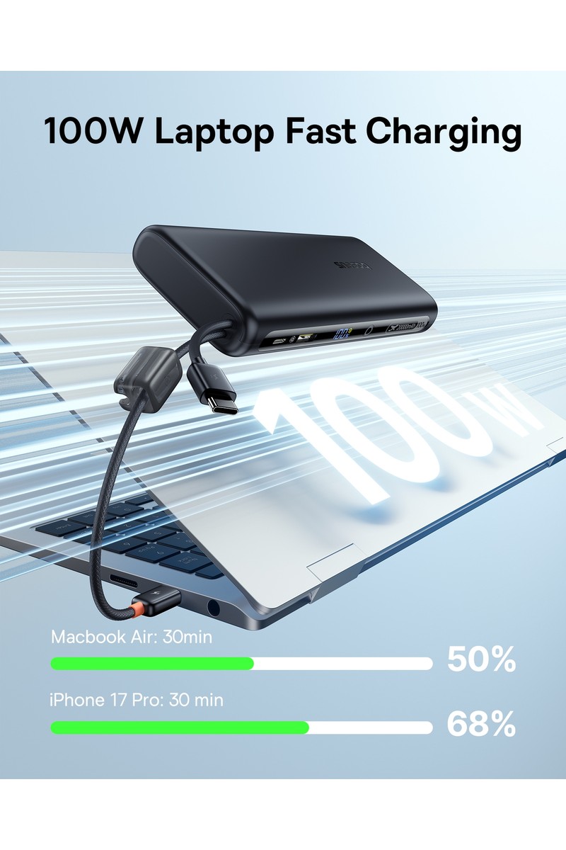 Baseus Baseus Enerfill FC41 Digital Digital Göstergeli Super Hızlı Power Bank Çift Dahili Kablolu Usb-C — 4. ürün görseli