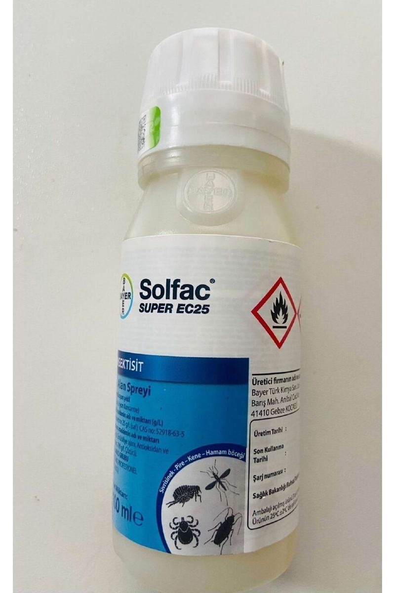 Bayer Solfac EC25 Sinek Sivrisinek Uçan Haşereler Pire Bit Kene Ilaç 100 ml