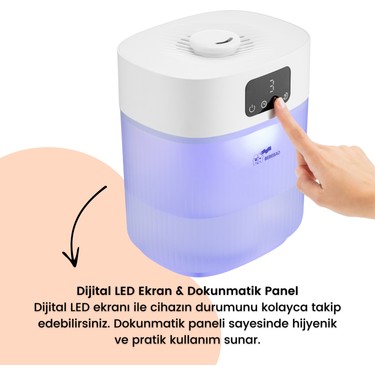 Bebebao Bebebao Pufi 5lt Ultrasonik 7 Renkli Buhar Makinesi Hava Oda Ortam Nemlendirici Dokunmatik Panel — 2. ürün görseli