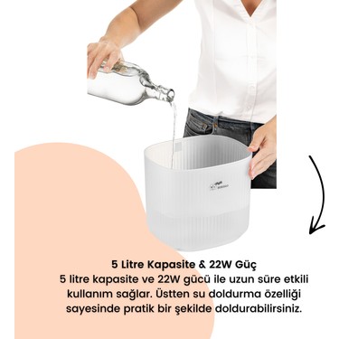 Bebebao Bebebao Pufi 5lt Ultrasonik 7 Renkli Buhar Makinesi Hava Oda Ortam Nemlendirici Dokunmatik Panel — 4. ürün görseli