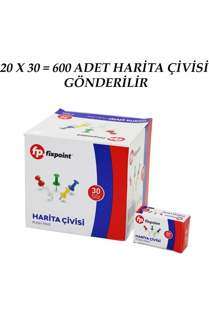 Belirtilmemiş Belirtilmemiş 600 Adet Harita Çivisi Renkli = 20PCS x 30 — 2. ürün görseli