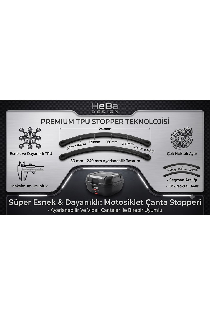Belirtilmemiş Belirtilmemiş Motosiklet Arka Çanta Kapağı Stopper Siyah 80-240 mm Su Geçirmez Plastik Malzeme ile Kolay Montaj — 2. ürün görseli