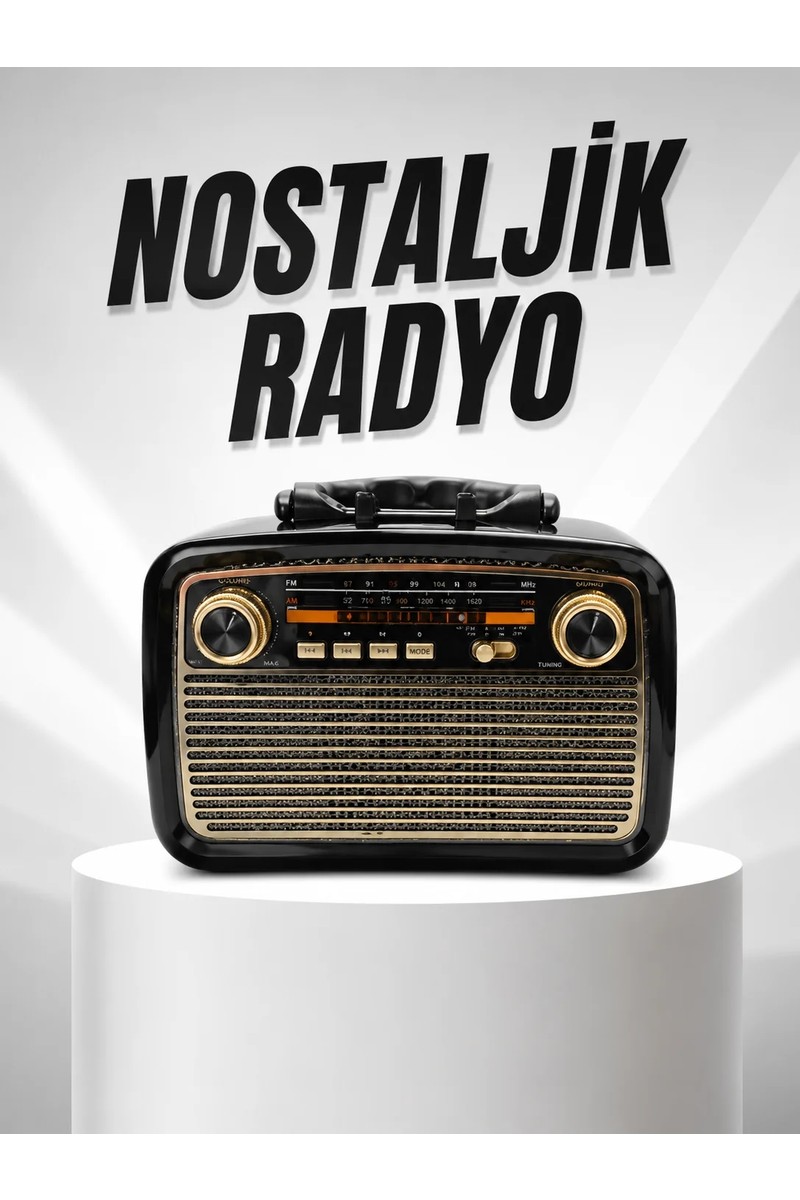 Belirtilmemiş Müzik Kutusu Bluetooth Bağlantılı El Fenerli Nostaljik Tasarım Radyo