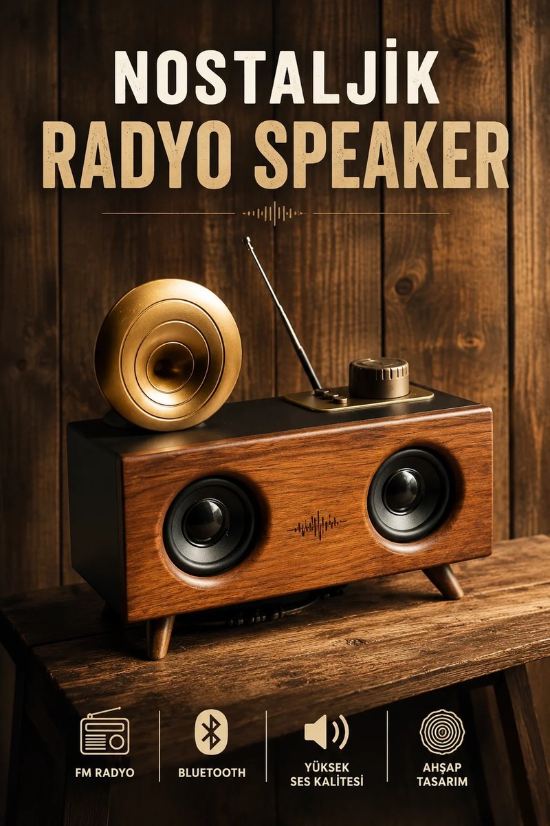 Belirtilmemiş Nostaljik Görünümlü Bluetooth Bağlantılı Speaker