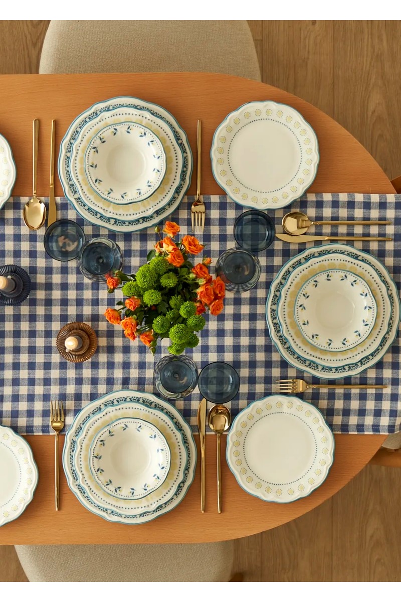 Bella Maison Mabel Stoneware 24 Parça 6 Kişilik Yemek Takımı Mavi