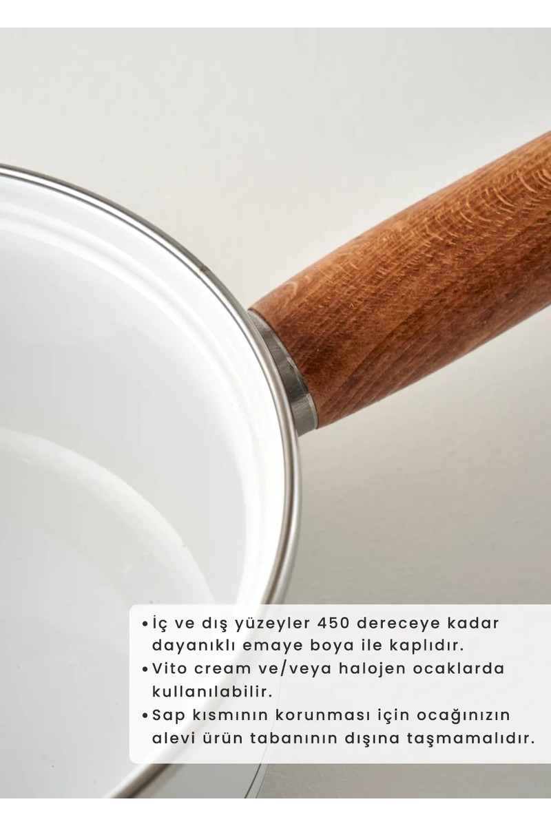 Bella Bella Maison My Kitchen 1,6 Lt Beyaz Emaye Sos Tenceresi 17 cm Ergonomik Ahşap Sap ile Kolay Temizlik — 2. ürün görseli