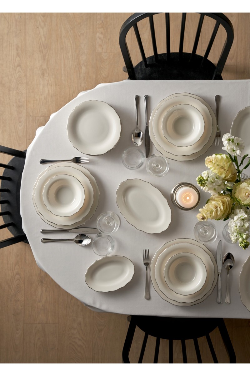 Bella Maison Victoria Porselen 48 Parça 12 Kişilik Yemek Takımı Silver