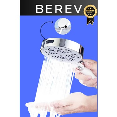 Berev Berev 6 Fonksiyonlu Filtreli Duş Başlığı Krom Renk (10ADET Yedek Filtre)| Su Arıtmalı, Klor ve — 5. ürün görseli