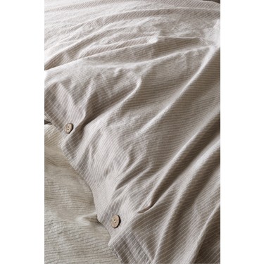 Berolige Berolige Cottage Çizgili Pamuklu Kahverengi Çift Kişilik Nevresim Takımı 200 x 220 cm Bej — 2. ürün görseli