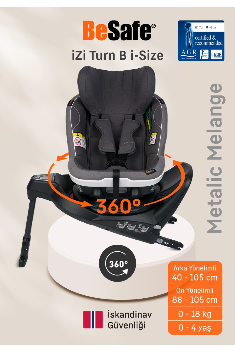 BeSafe Izi Turn B i-Size 0-18kg Oto Koltuğu Metallic Melange