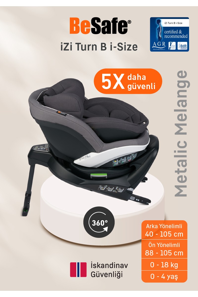 BeSafe BeSafe Izi Turn B i-Size 0-18kg Oto Koltuğu Metallic Melange — 2. ürün görseli