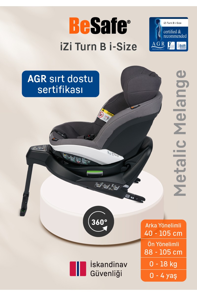 BeSafe BeSafe Izi Turn B i-Size 0-18kg Oto Koltuğu Metallic Melange — 3. ürün görseli