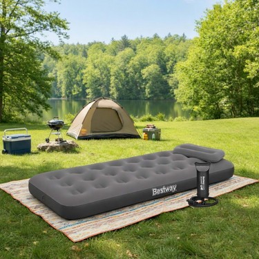 Bestway Bestway Single Tek Kişilik Şişme Yatak + El Pompası ve Yastık 185X76X22CM 671GY fiyatı ve görseli