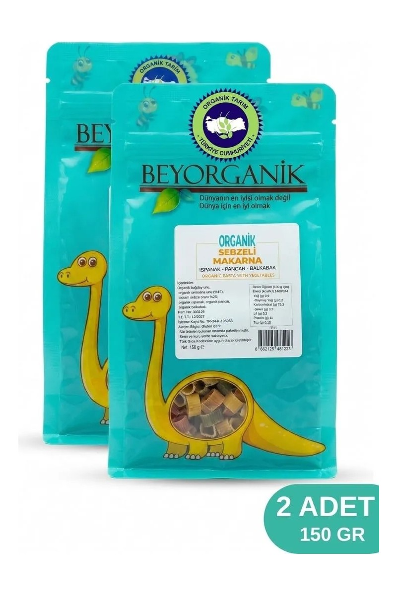 Beyorganik Beyorganik Organik Çocuk Makarna Sebzeli %35 Sebzeli 2x150gr (pestisit Ve Aflatoksin — 2. ürün görseli
