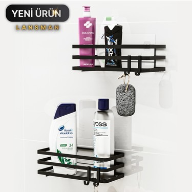 Bino Bino Banyo Düzenleyici Şampuanlık Sabunluk 2'li Set Lamalı Yapışkanlı 4 Askılı Duş Rafı fiyatı ve görseli