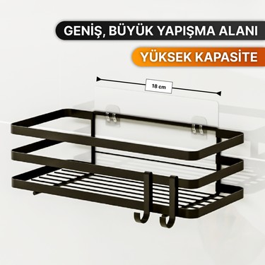 Bino Bino Banyo Düzenleyici Şampuanlık Sabunluk 2'li Set Lamalı Yapışkanlı 4 Askılı Duş Rafı — 5. ürün görseli